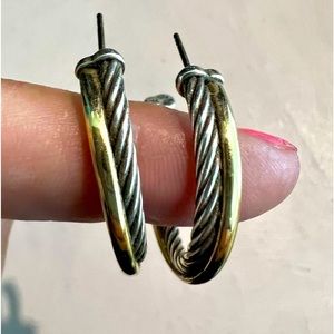 DAVID YURMAN ⚜️ Sterling & 18kt Cable Hoop Post Earrings